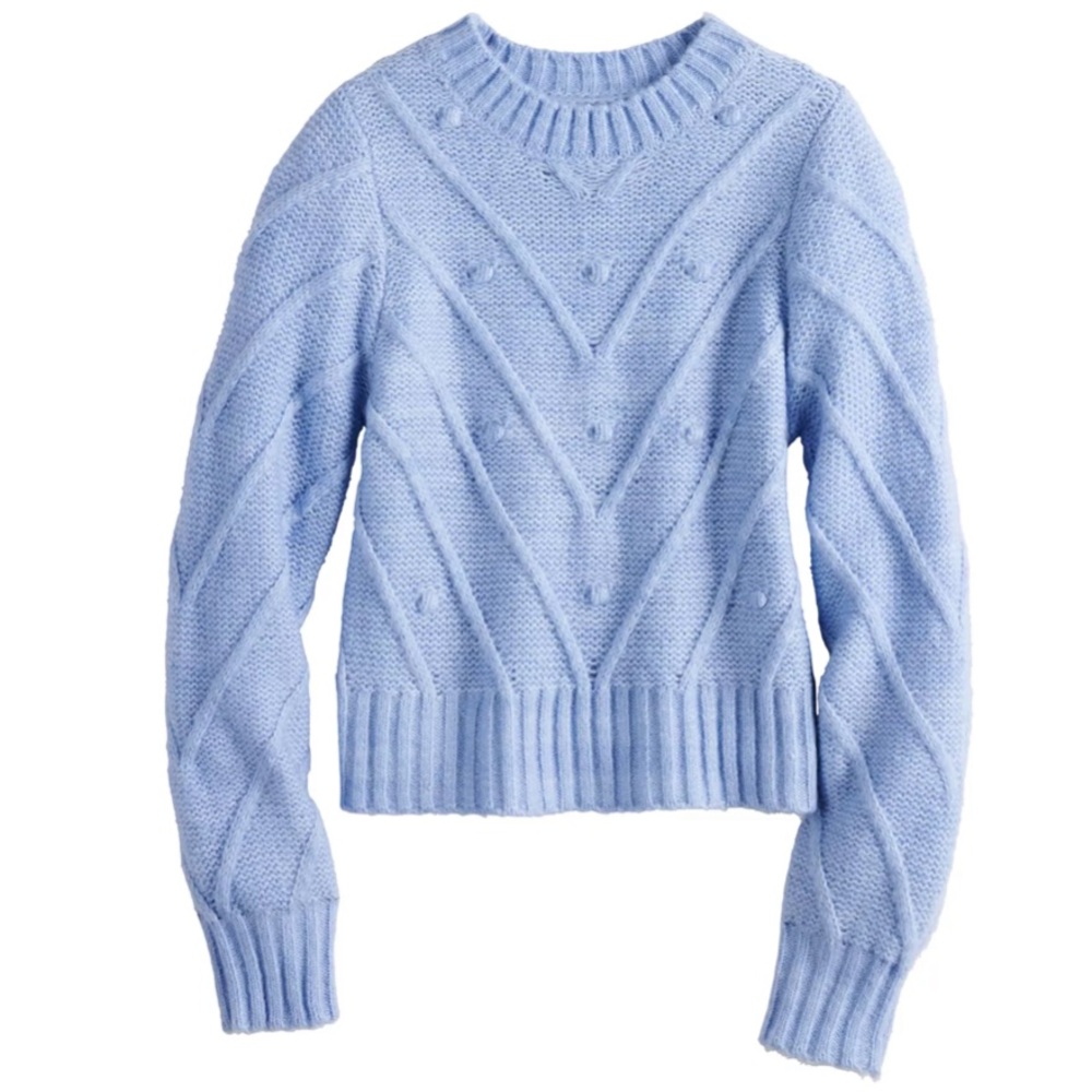juniors SO bobble trim crewneck sweater